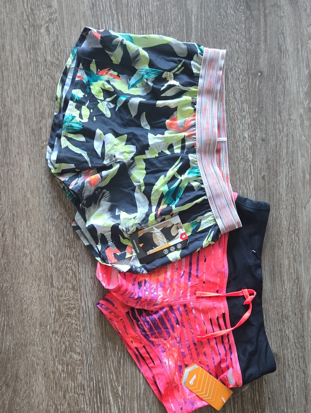 Avia Neon Pink and Tropical Print Athletic Short Set